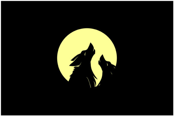 Download Howling Couple Wolf and Yellow Moon Logo - Logo Collection