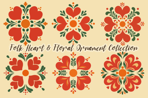 Download Folk Heart &amp; Floral Ornament Collection - Premium Resources