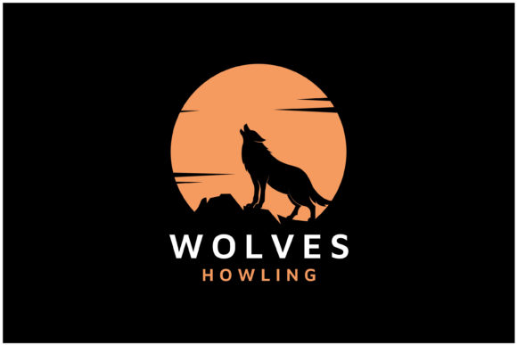 Download Beauty Howling Wolf and Golden Moon Logo - Logo Collection