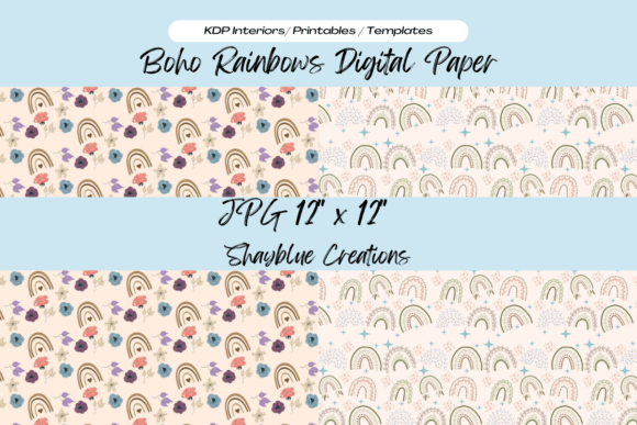 Download Boho Rainbows Digital Paper Background - Rainbows digital paper Collection