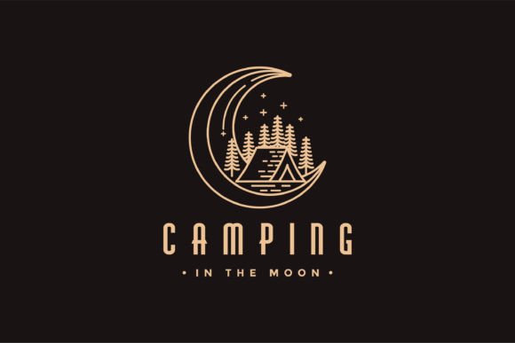 Download Line Art Camping in the Moon Logo - Logo Collection