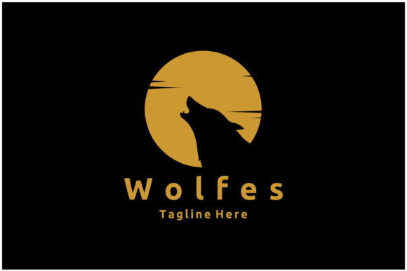 Download Beauty Howling Wolf and Golden Moon Logo - Logo Collection