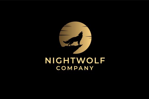 Download Howling Wolf with Golden Moon Logo - Logo Collection