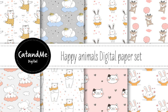 Download Happy Animal Digital Paper Set - Animal digital paper Collection