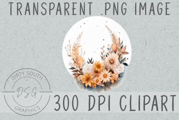 Download Watercolor Floral Moon Clip Art - Moon clip art Collection