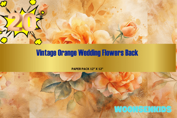 Download Popular Vintage Orange Wedding Flowers Background Watercolor Png Kdp Digital Paper - Premium Resources