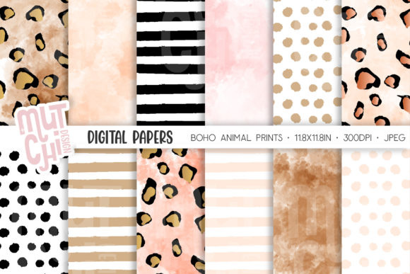 Download Boho Animal Digital Paper Set - Animal digital paper Collection