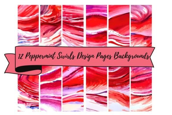 Download 12 Peppermint Swirls Background Sheets - Premium Bundle