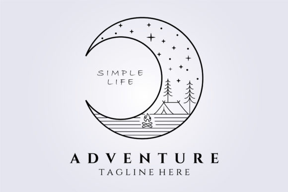 Download Night Camping on the Moon Logo Line Art - Logo Collection
