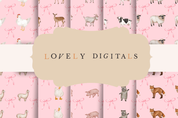 Download Pink Bow and Animal Digital Paper - Animal digital paper Collection
