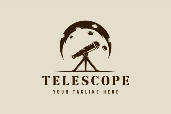 Download Telescope and Moon Logo Vintage Vector - Logo Collection