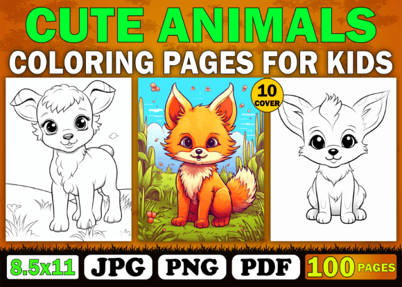 Download 100 Cute Animal Coloring Pages for KDP - Premium Resources