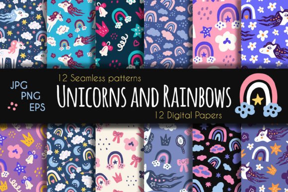 Download Unicorns and Rainbows Digital Paper - Rainbows digital paper Collection